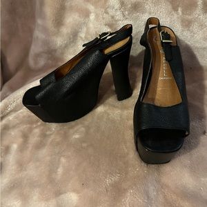 COPY - Retro 70s Jeffrey Campbell platform chunky heel 90s sling back peep toe …